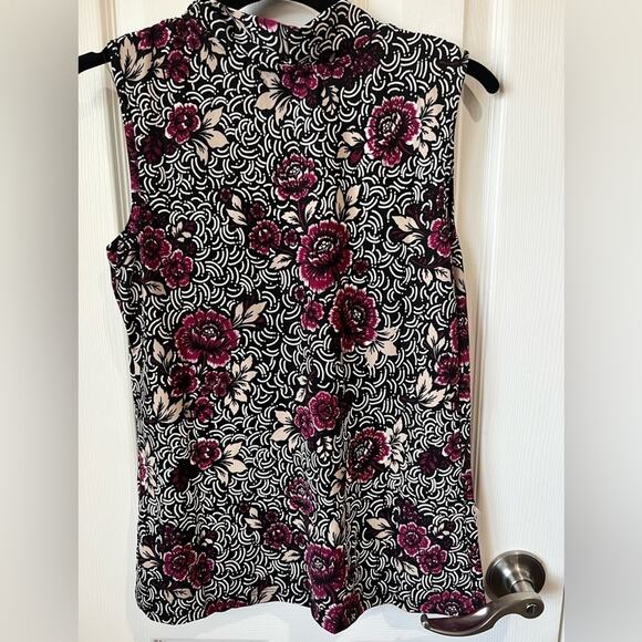 By Design blouse with neck tie option Sleeveless Sz Small Purple Black NWT - Picture 5 of 8